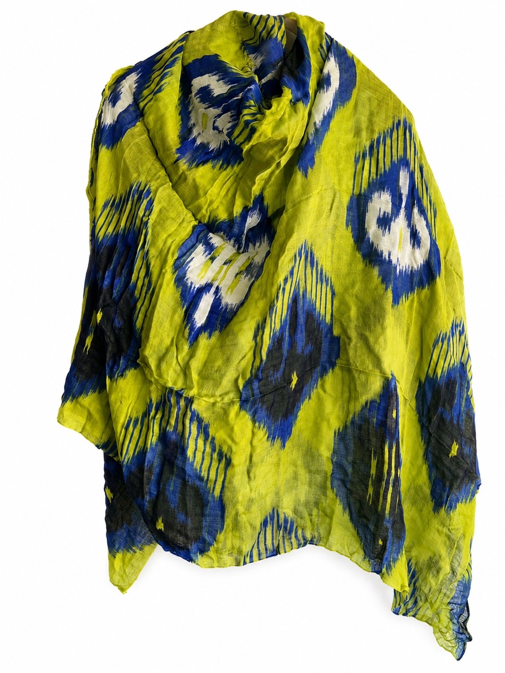 Italian-Made Modal Cashmere Ikat Print Scarf | Oscar de la Renta - Like New
